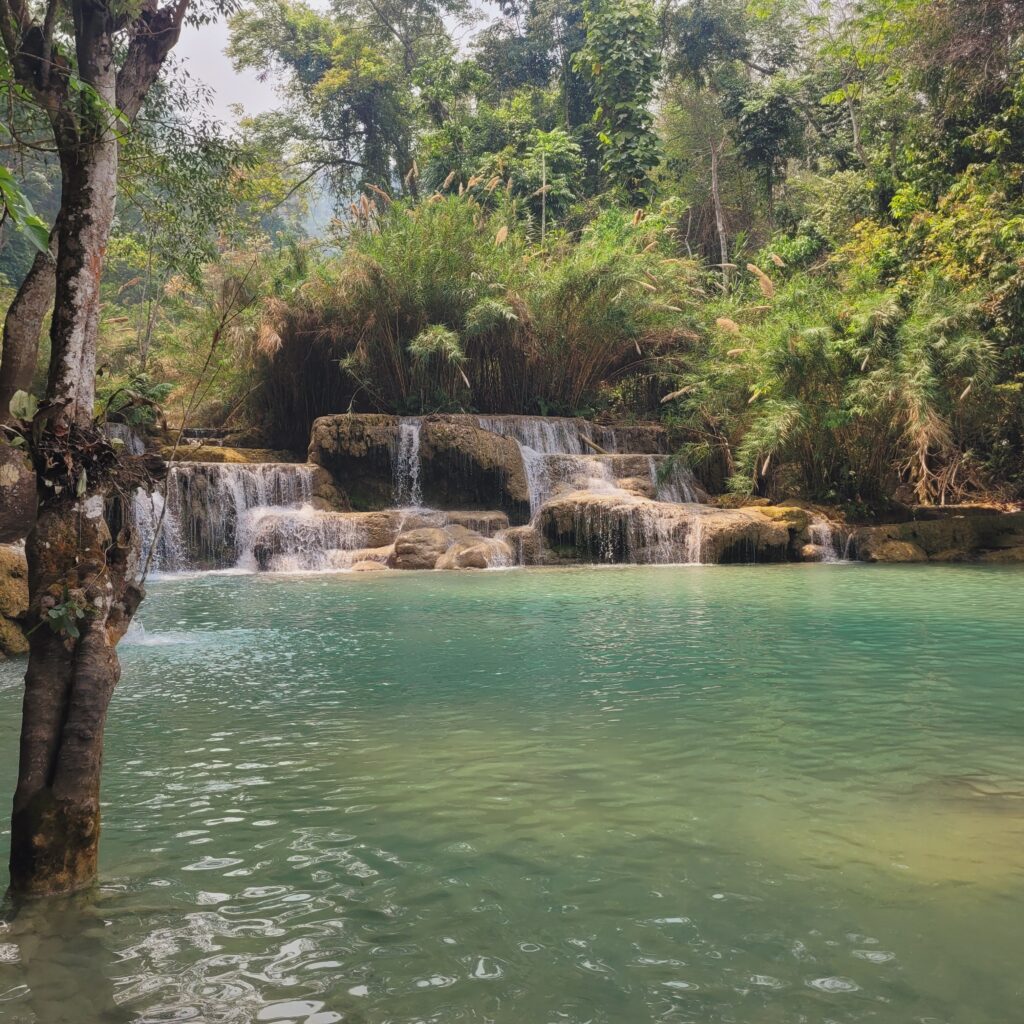 Scenic view of Kuang Si Waterfalls